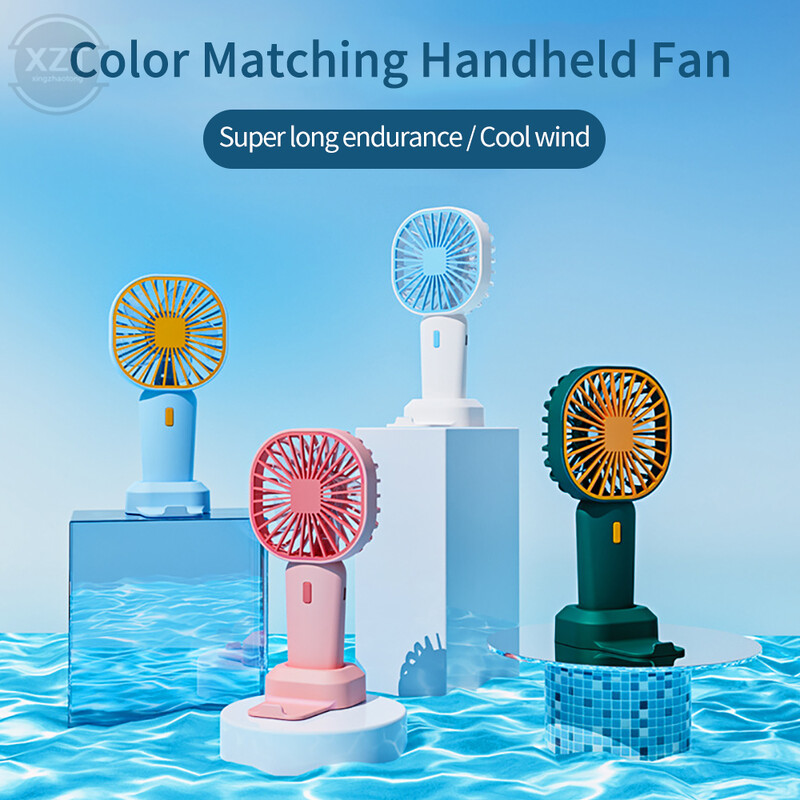 USB rankinis mini ventiliatorius, nešiojamasis 3 greičių didelio vėjo stalinis biuro kišeninis ventiliatorius su laikikliu Studentų tylūs vasaros ventiliatoriai 400 mA