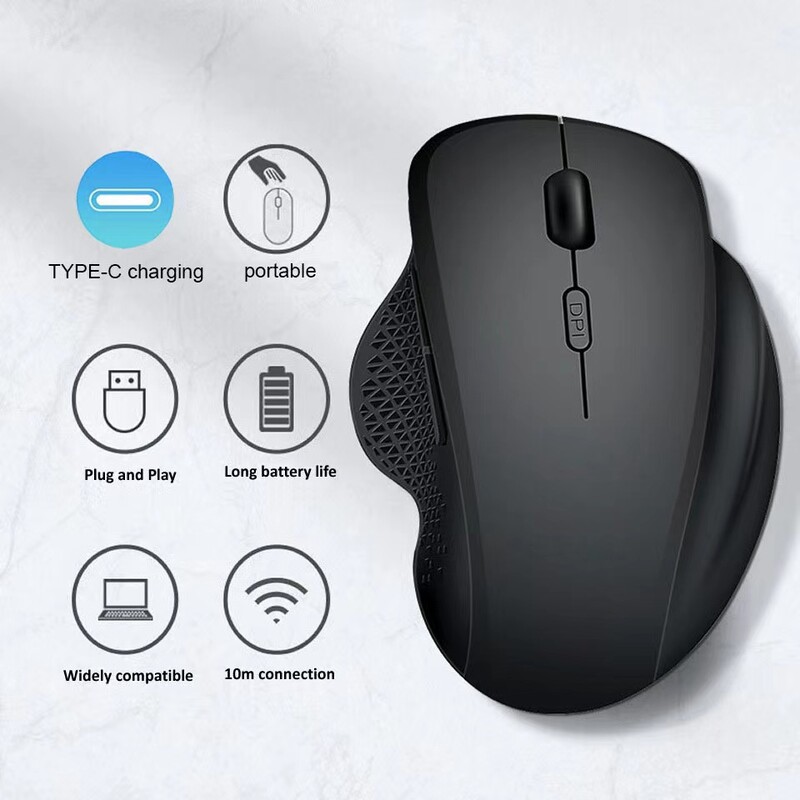 Bezdrôtová myš Gamer Herná myš Bluetooth Myš Bezdrôtová nabíjateľná myš typu C Ergonomická USB počítačová myš pre PC notebook
