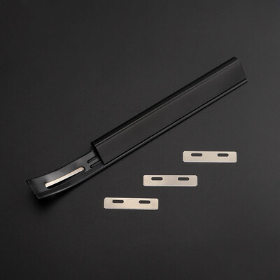 Metaliniai odiniai saugaus pjovimo įrankių rinkiniai „pasidaryk pats“ pjovimo įrankių rinkiniai su pakaitiniu skiverio ašmenimis, ploninančia oda, juoda/sidabrinė