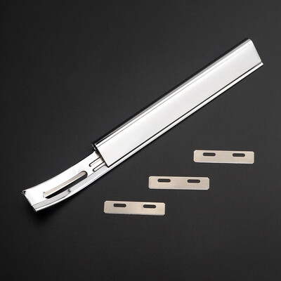 Metaliniai odiniai saugaus pjovimo įrankių rinkiniai „pasidaryk pats“ pjovimo įrankių rinkiniai su pakaitiniu skiverio ašmenimis, ploninančia oda, juoda/sidabrinė