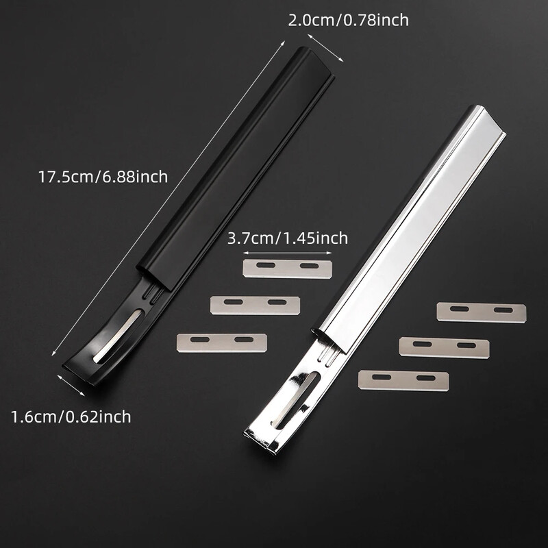 Metaliniai odiniai saugaus pjovimo įrankių rinkiniai „pasidaryk pats“ pjovimo įrankių rinkiniai su pakaitiniu skiverio ašmenimis, ploninančia oda, juoda/sidabrinė