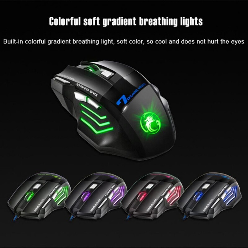RYRA 5500/3200dpi LED X7 optic 7 butoane Mouse pentru jocuri cu fir USB Mouse ergonomic pentru jocuri cu fir pentru PC-uri WOW CS LOL PC Laptop
