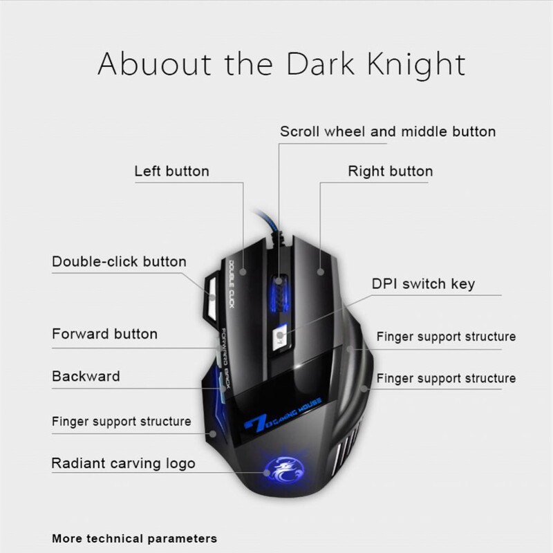 RYRA 5500/3200dpi LED X7 optic 7 butoane Mouse pentru jocuri cu fir USB Mouse ergonomic pentru jocuri cu fir pentru PC-uri WOW CS LOL PC Laptop