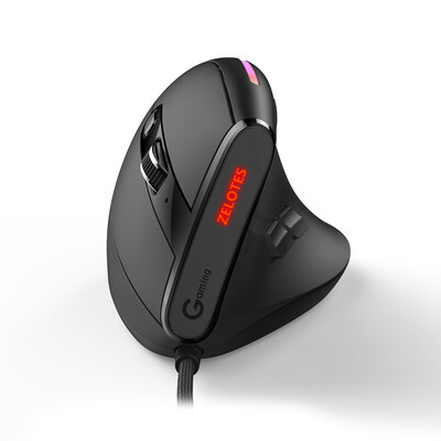 Jomaa vezetékes játékegér RGB függőleges, ergonomikus egerek 9 gombos programozható 12800 DPI-s egér gamer számítógépes laptophoz