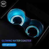 7 farieb USB LED držiak na poháre, svetelná podložka do auta, podložky pod fľaše, RGB svietiace farebné podsvietenie, atmosférická lampa, sklenená podložka na sedadlo