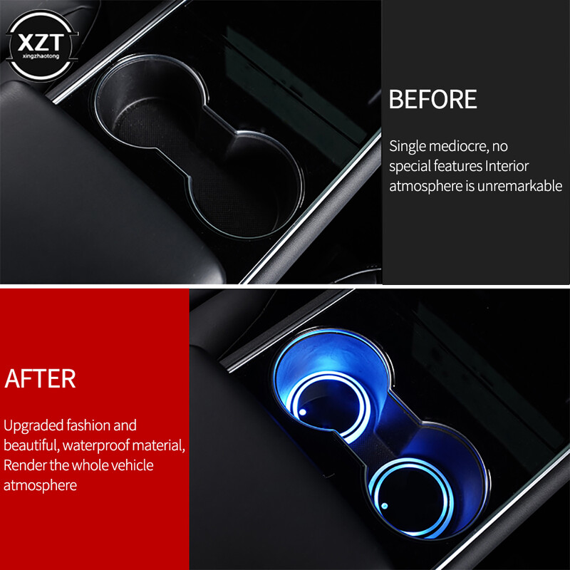 7 farieb USB LED držiak na poháre, svetelná podložka do auta, podložky pod fľaše, RGB svietiace farebné podsvietenie, atmosférická lampa, sklenená podložka na sedadlo