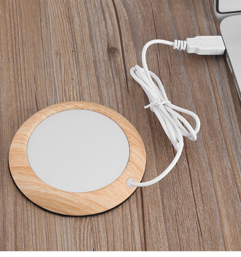 USB Wood Grain Cup Warmer Heat Beverage Beverage Cup Heater Mat Keep Drink Hot Warmer Cup Φορητά σουβέρ