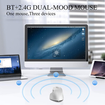 T16 Dual Mode Mini Mute Mouse 2.4G+BT5.1 Portabl безжична мишка 4800dpi Регулируема за лаптоп и настолни компютри