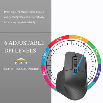 T16 Dual Mode Mini Mute Mouse 2.4G+BT5.1 Portabl безжична мишка 4800dpi Регулируема за лаптоп и настолни компютри