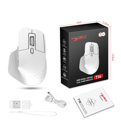 Mouse Mini Mute T16 Dual Mode 2.4G+BT5.1 Mouse fără fir portabil 4800dpi reglabil pentru laptop și computere desktop