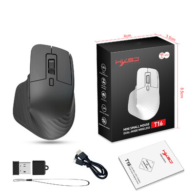 Mouse Mini Mute T16 Dual Mode 2.4G+BT5.1 Mouse fără fir portabil 4800dpi reglabil pentru laptop și computere desktop