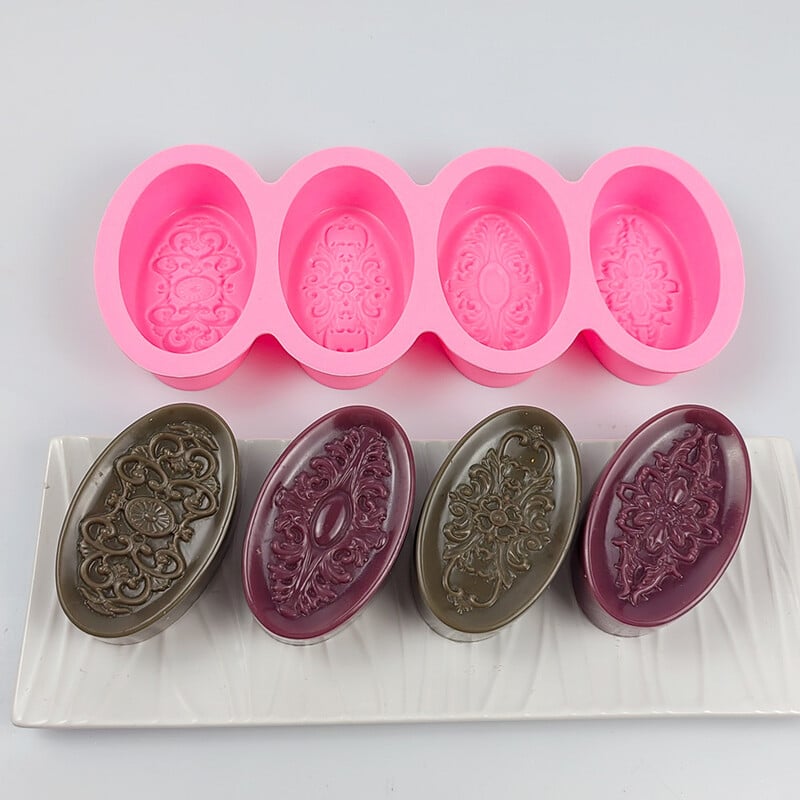 Oválna retro kvetinová silikónová forma na mydlo, ručne vyrobená aromaterapeutická sviečka, forma na výrobu mydla, čokoládový dezert, torta, nástroje