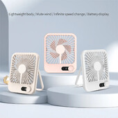 Új, 1200-5000 mAh-s kis asztali ventilátor szuper csendes USB-töltésű, erős légáramú hűtőventilátor 5 sebességes erős légáramú irodai ventilátorral