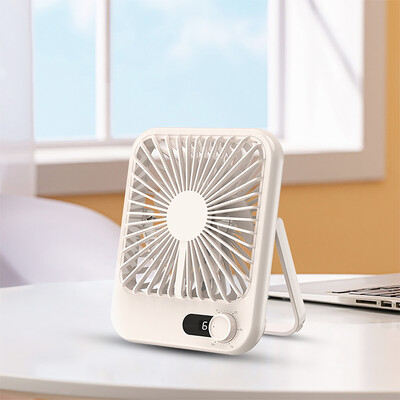Új, 1200-5000 mAh-s kis asztali ventilátor szuper csendes USB-töltésű, erős légáramú hűtőventilátor 5 sebességes erős légáramú irodai ventilátorral