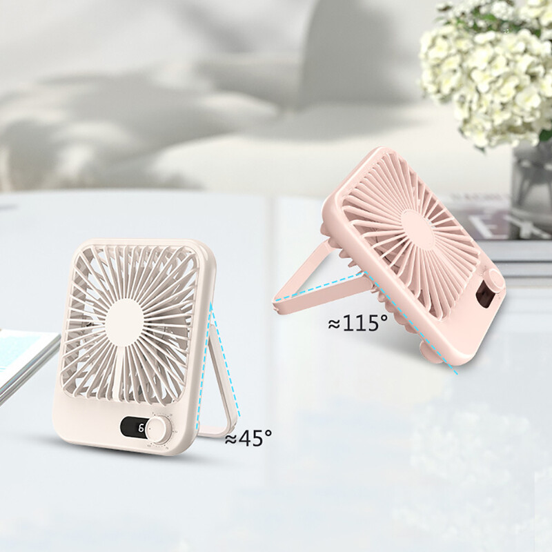 Új, 1200-5000 mAh-s kis asztali ventilátor szuper csendes USB-töltésű, erős légáramú hűtőventilátor 5 sebességes erős légáramú irodai ventilátorral