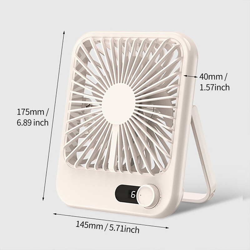 Új, 1200-5000 mAh-s kis asztali ventilátor szuper csendes USB-töltésű, erős légáramú hűtőventilátor 5 sebességes erős légáramú irodai ventilátorral