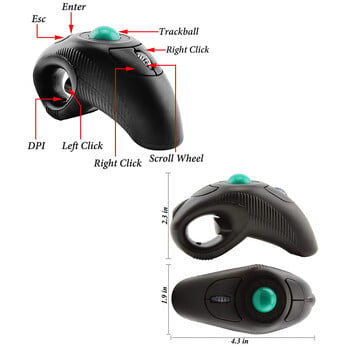 2.4G безжична мишка с тракбол Кабелна мини USB преносима мишка за пръсти Ергономична дясна лява ръка за компютър таблет лаптоп компютър