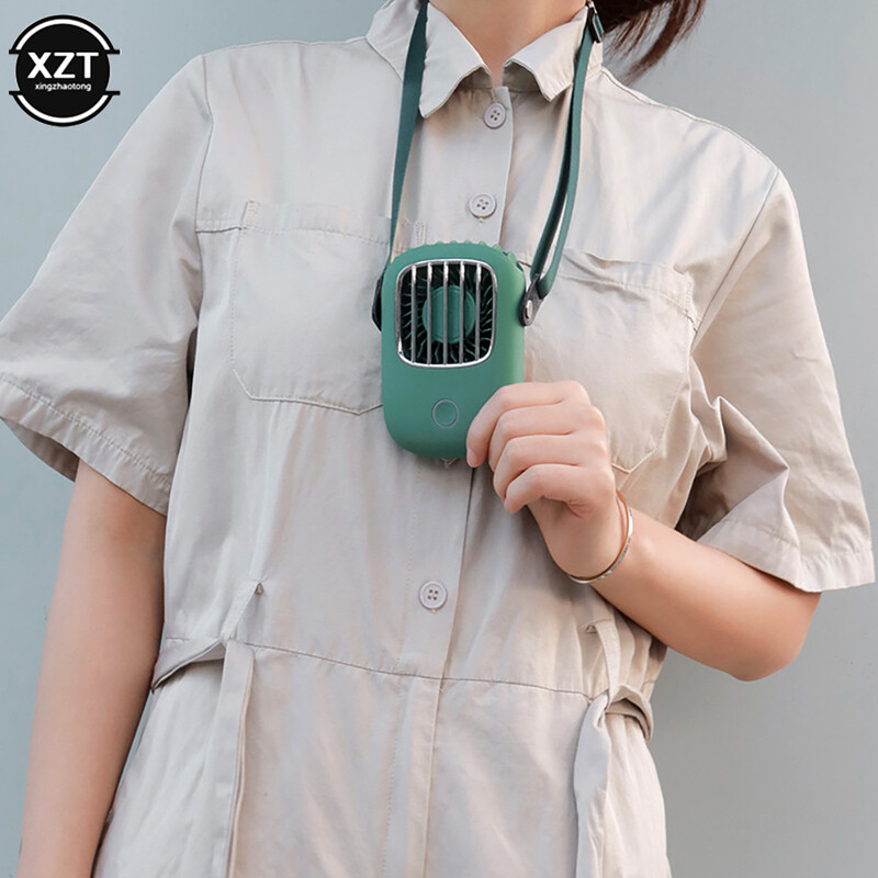 Mini prenosný závesný krk USB ventilátor stlmený ručný stolný ventilátor s 3 prevodovými stupňami, nastaviteľným chladením vzduchu Ventilador