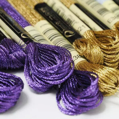 Prancūziški DMC siuvinėjimo siūlai DMC kryžminiai siuvinėjimo metaliniai siūlai DMC Bright Light Violent Bear Bling Bling siūlai