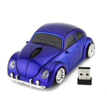 Beetle Car Shape Mouse Малка компютърна мишка Ергономична 2.4GHz безжична мишка за игри с приемник за компютърен лаптоп