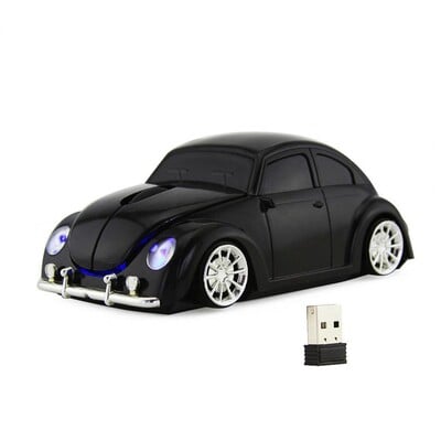 Bezdrôtová herná myš Beetle v tvare auta, malá počítačová myš, ergonomická 2,4 GHz, s prijímačom pre PC notebook