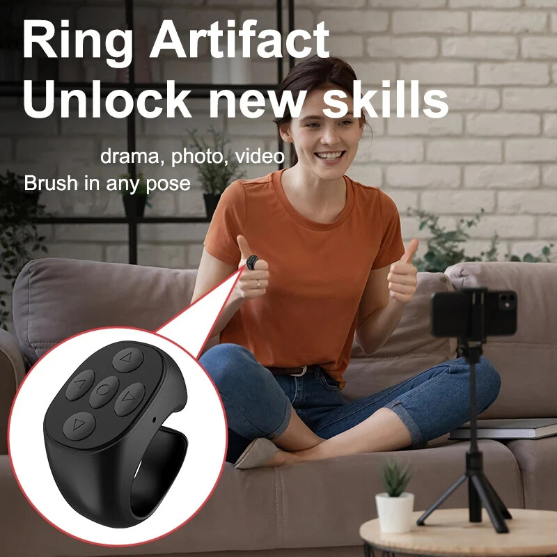 Bezdrôtová Bluetooth Air Mouse Mobile Selfie Lazy Instant Diaľkové ovládanie Ring Music Video Controller pre TikTok IOS Android Laptop