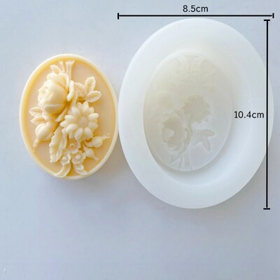 Ovālas ziedu reljefas ziepes ar rokām darinātas silikona veidnes DIY paštaisītas sveču ģipša dekorēšanas veidnes