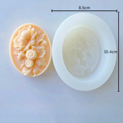 Ovālas ziedu reljefas ziepes ar rokām darinātas silikona veidnes DIY paštaisītas sveču ģipša dekorēšanas veidnes