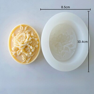 Ovālas ziedu reljefas ziepes ar rokām darinātas silikona veidnes DIY paštaisītas sveču ģipša dekorēšanas veidnes