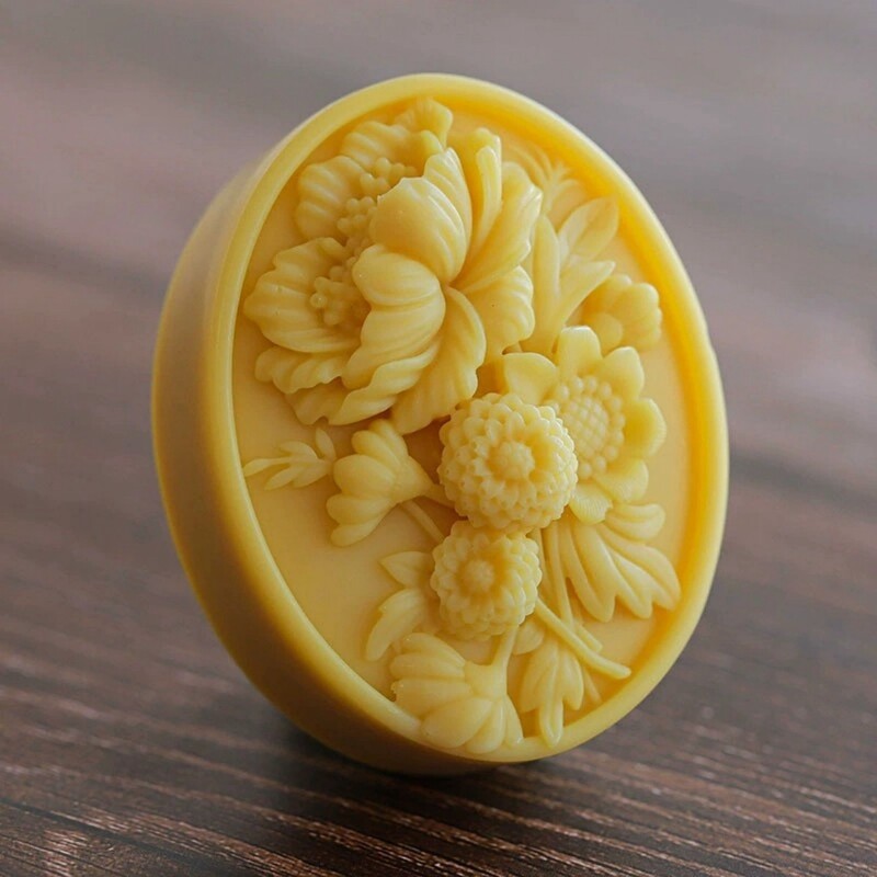 Ovālas ziedu reljefas ziepes ar rokām darinātas silikona veidnes DIY paštaisītas sveču ģipša dekorēšanas veidnes