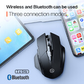INPHIC A1 Mouse fără fir Bluetooth în trei moduri Mouse reîncărcabil pentru birou Buton silențios Afișaj putere Laptop Bluetooth universal 5.0