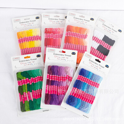 Krustdūriena vītne Unikālais stils 6 Krustdūriens kokvilnas izšūšanas diegs Šūšanas šķeteres Amatniecība Dofferent Gradient Color