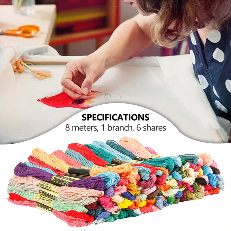 100 színű keresztszemes pamut hímző cérna selyem Varró gombolyagok hímzővonal karkötőkhöz Húrfonal kézműves fogselyem