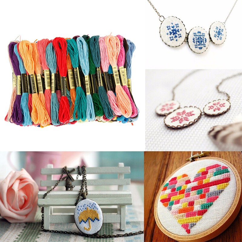 100 színű keresztszemes pamut hímző cérna selyem Varró gombolyagok hímzővonal karkötőkhöz Húrfonal kézműves fogselyem