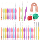 8 vnt Weave nerti plastikiniai ergonomiškos rankenos aliuminio siuvimo adatų rinkinys su dėklu, kurio dydis nuo 0,8 mm iki 2 mm, rankų darbo, skirtas artritinėms rankoms