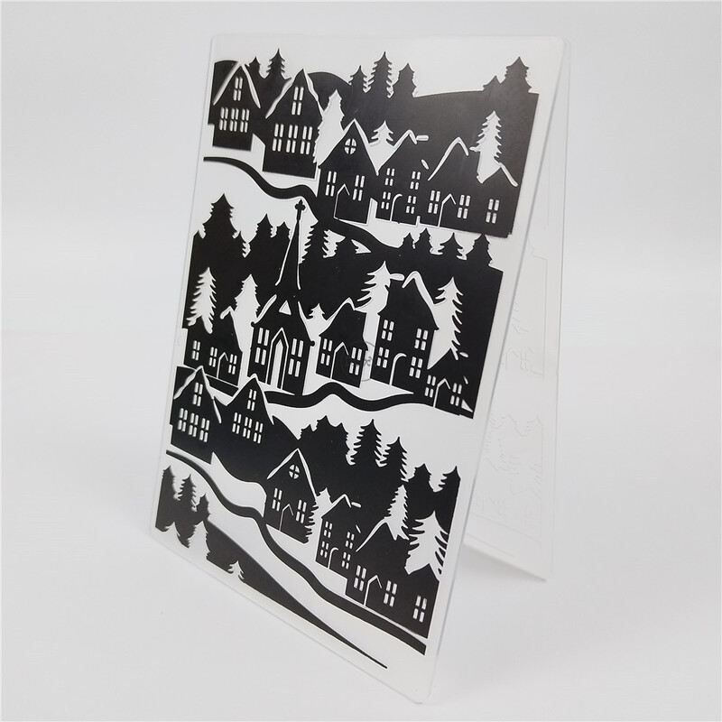 2023 NOVINKA Domy Stromy Pozadie Raziace Priečinky Na Scrapbooking Papier Album Karty Tvorba Potreby 3D Plastové Šablóny Remeslá