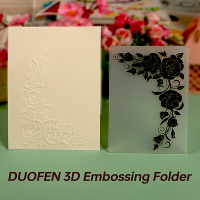 DUOFEN Crafts пластмасова 3D релефна папка с релефна форма за цветя от рози Коледа, рожден ден, ден на майката, сватба