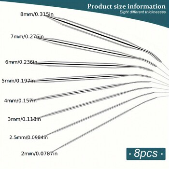 Επαγγελματικό σετ βελόνων πλεξίματος από ανοξείδωτο ατσάλι 8 τμχ - Ευέλικτο, λείο, άνετο κράτημα, κυκλική ύφανση