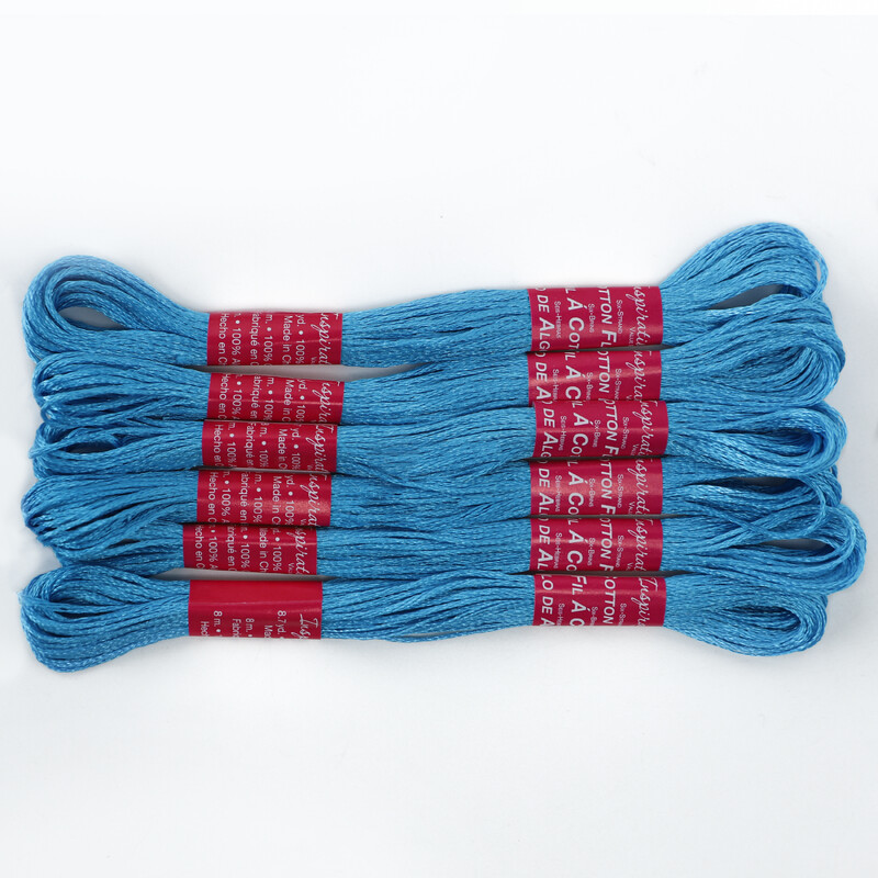 6 ryškių spalvų šilkinio fluorescencinio poliesterio siuvinėjimo siūlu kryžminio dygsnio rankdarbiai 8,7 jardai (8 m) siūlai, 6 vnt.