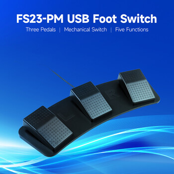 FS23-PM Τριπλός ποδοδιακόπτης USB Πολυλειτουργικός προσαρμοσμένος μηχανικός διακόπτης πεντάλ ποδιών για λήψη εικόνας Έλεγχος παιχνιδιών μουσικής