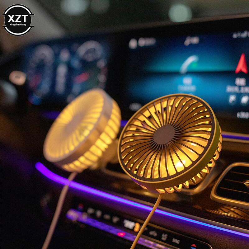 Naujas automobilio ventiliatorius 360 laipsnių pasukamas kietas spalvingas LED žibintas su USB maitinamas automobilio automatinis galingas aušinimo oro ventiliatorius, skirtas automobilio oro ventiliacijai