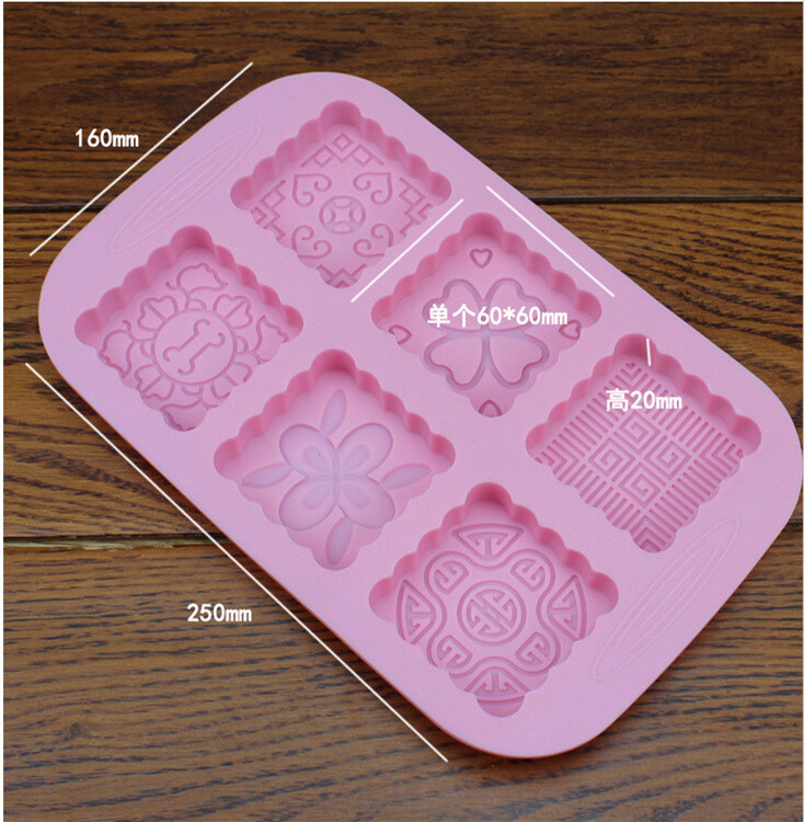 3D apvalios ir kvadratinės 6 ertmių silikoninės muilo formos tortų formavimo losjono batonėliai Šokolado formų muilo forma K630