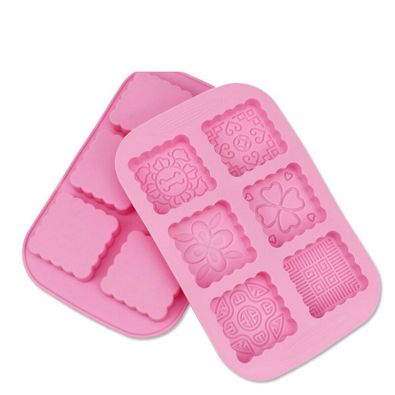 3D apvalios ir kvadratinės 6 ertmių silikoninės muilo formos tortų formavimo losjono batonėliai Šokolado formų muilo forma K630