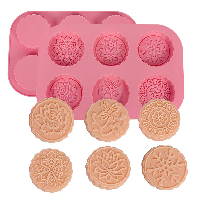 3D apvalios ir kvadratinės 6 ertmių silikoninės muilo formos tortų formavimo losjono batonėliai Šokolado formų muilo forma K630