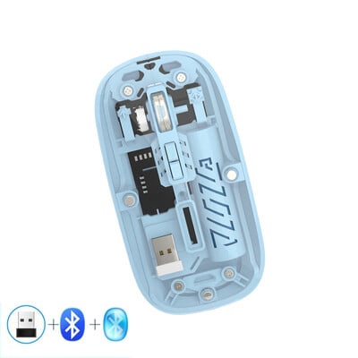 Priehľadná bezdrôtová myš 2,4 G pre notebook PC Bluetooth myš pre iPad tablet iPhone mobilný telefón tichá myš pre iOS a Windows