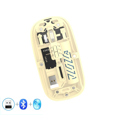 Priehľadná bezdrôtová myš 2,4 G pre notebook PC Bluetooth myš pre iPad tablet iPhone mobilný telefón tichá myš pre iOS a Windows