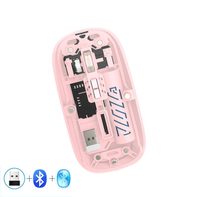 Priehľadná bezdrôtová myš 2,4 G pre notebook PC Bluetooth myš pre iPad tablet iPhone mobilný telefón tichá myš pre iOS a Windows