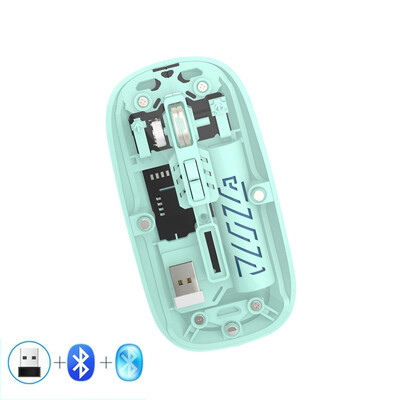 Priehľadná bezdrôtová myš 2,4 G pre notebook PC Bluetooth myš pre iPad tablet iPhone mobilný telefón tichá myš pre iOS a Windows