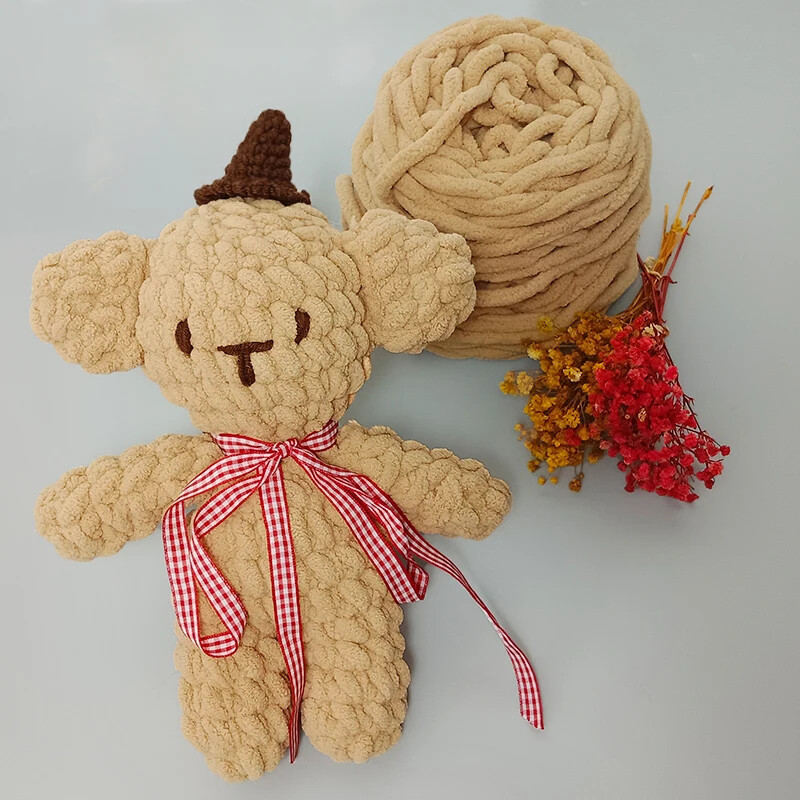 NUBECOM Bear Knitting Ručno izrađeni kompleti DIY Set s uputama na engleskom Slatki medvjedić Paket materijala za početnike Kompleti heklanih pređa