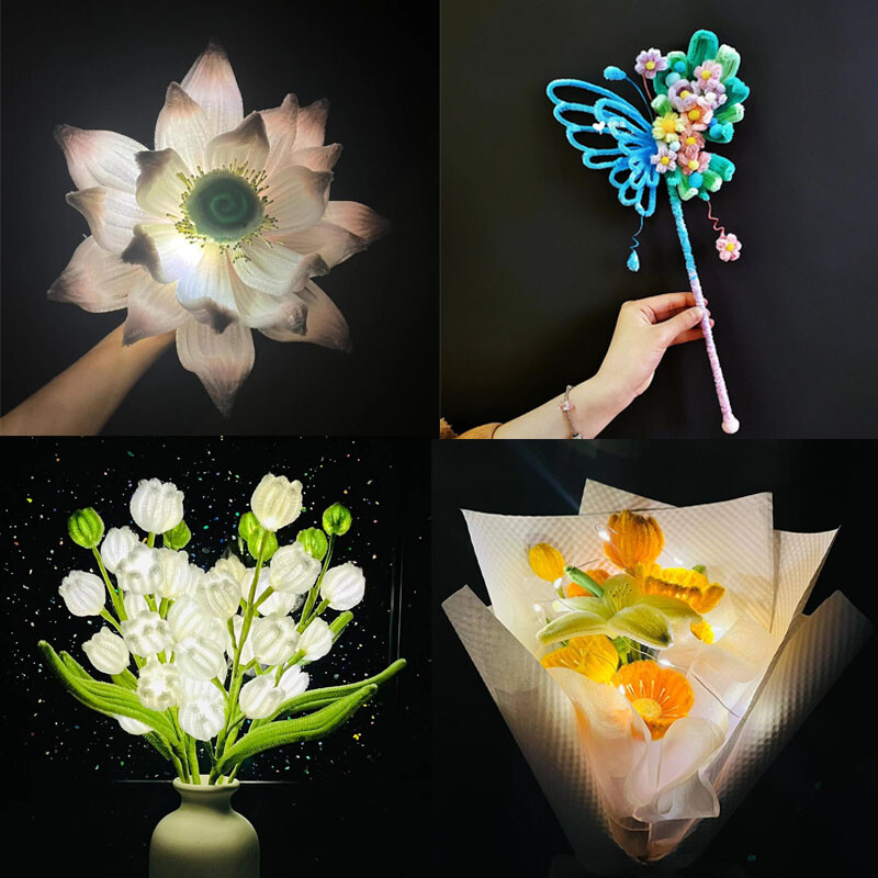 100 vnt spalvingų šenilinių stiebelių vamzdžių valikliai, pliušiniai blizgučiai, stiebeliai, susukami viela, plaukų juostelė „pasidaryk pats“ rankų darbo mokomieji žaislai